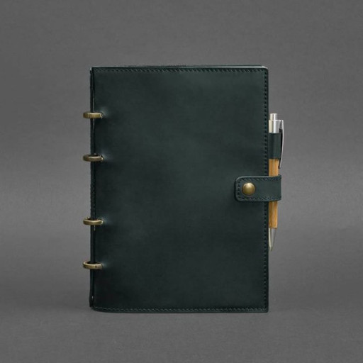 Шкіряний блокнот із датованим блоком (Софт-бук) 9.1 зелений Crazy Horse