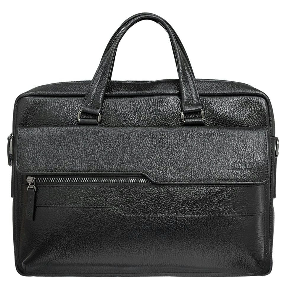 Портфель м'який шкіряний BOND 1411-281 чорний флотар
