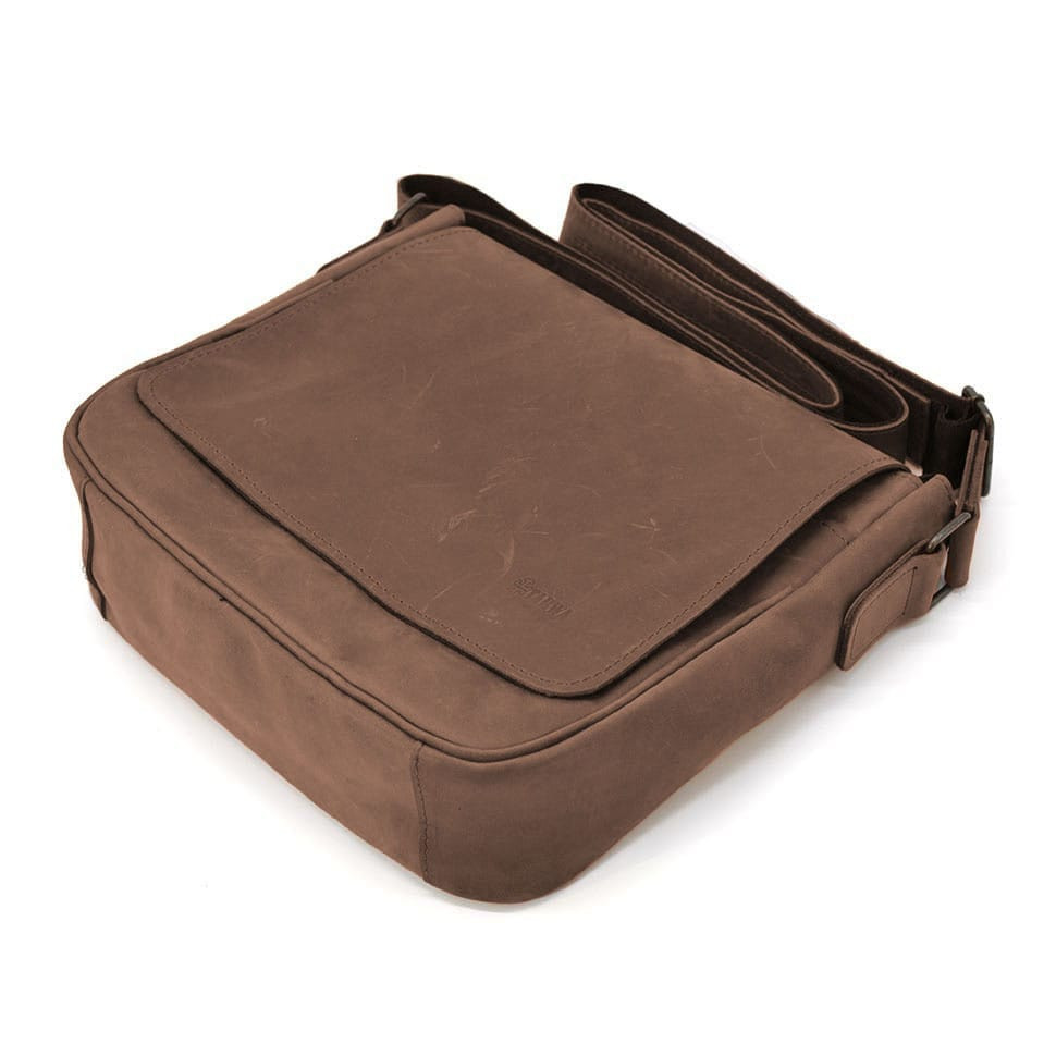 Mens leather shoulder bag RC-0002-3md TARWA brown