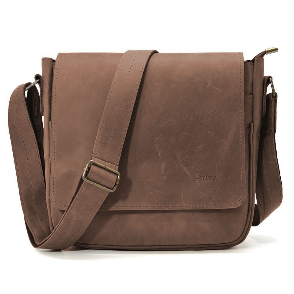 Mens leather shoulder bag RC-0002-3md TARWA brown