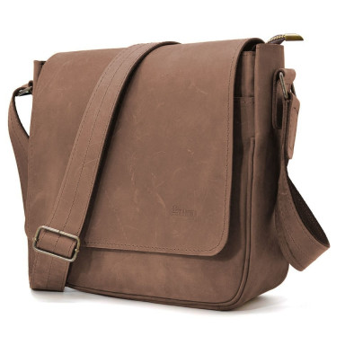 Mens leather shoulder bag RC-0002-3md TARWA brown