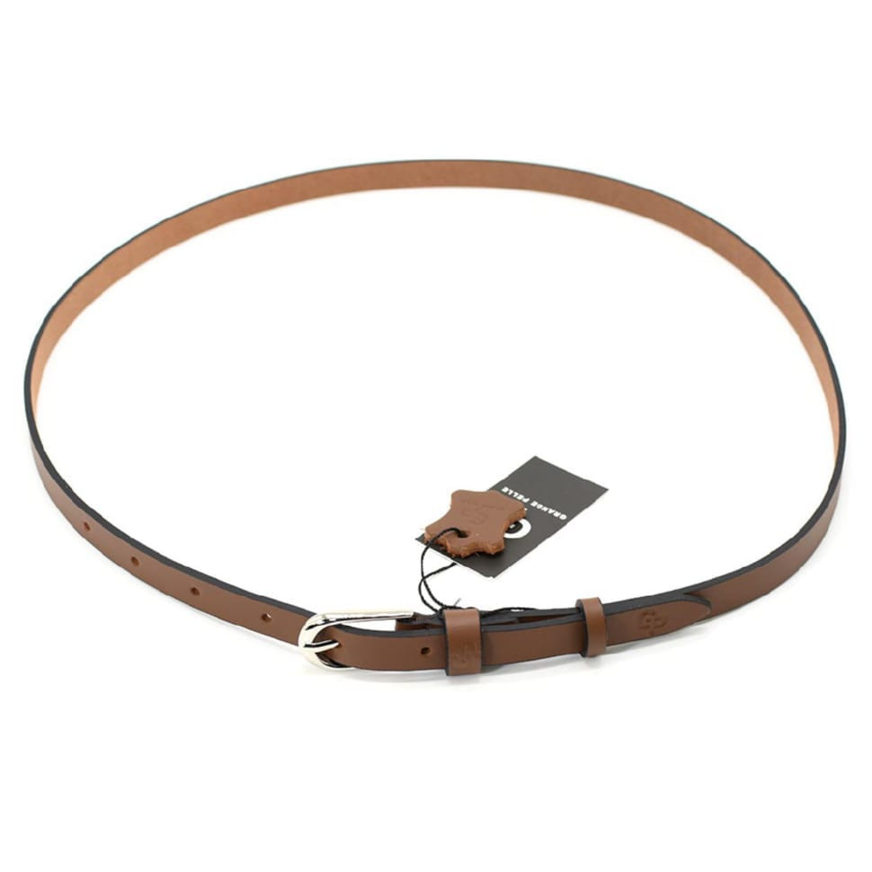 Ремінь жіночий тонкий Grande Pelle 1232040033 у світло-коричневому кольорі.