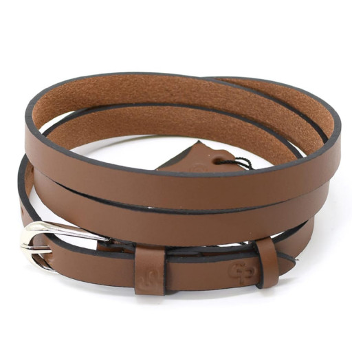 Ремінь жіночий тонкий Grande Pelle 1232040033 у світло-коричневому кольорі.