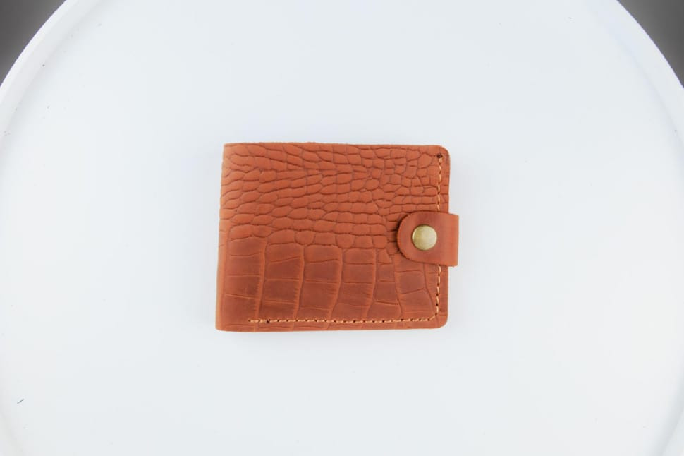 Classic wallet made of genuine leather Crazy Horse crocodile embossing SH018 (light brown)