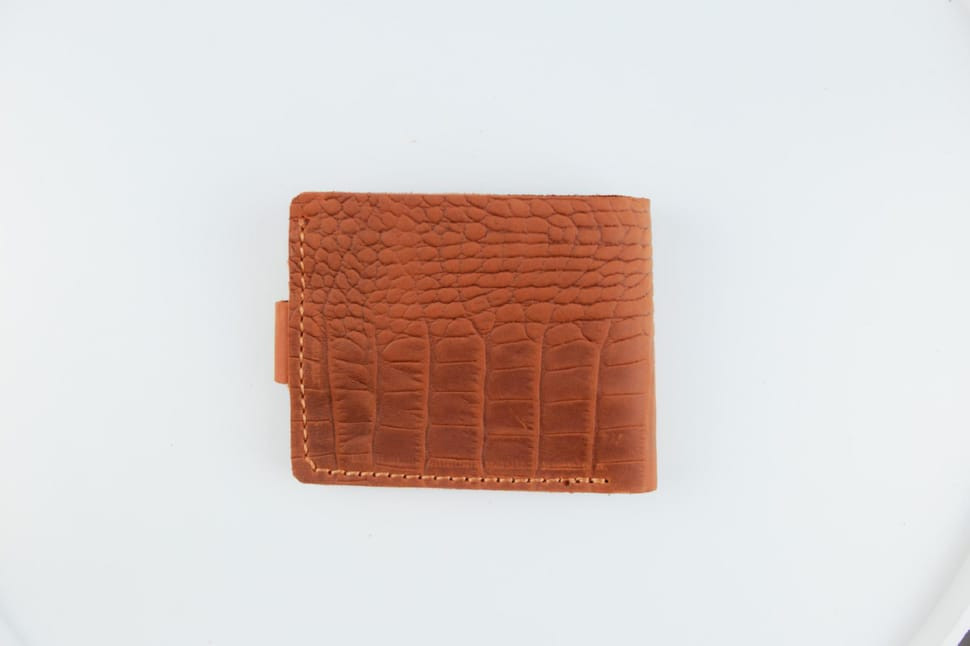 Classic wallet made of genuine leather Crazy Horse crocodile embossing SH018 (light brown)
