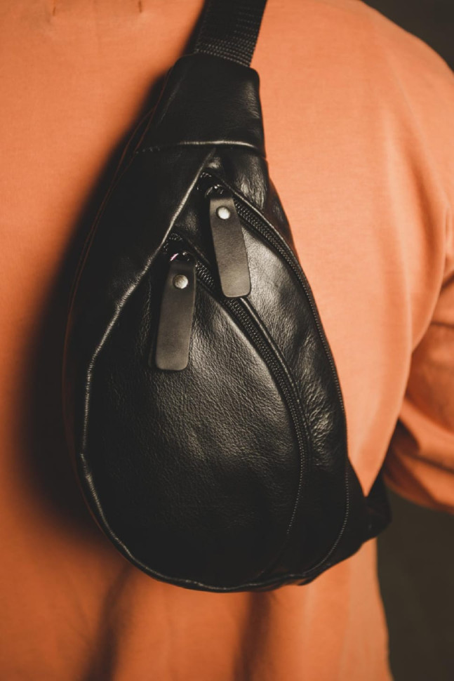 Men`s genuine leather fanny pack SL018 (black)