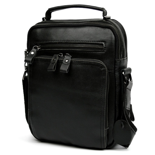 Шкіряна чоловіча сумка через плече та з ручкою Bexhill bx1063A чорна