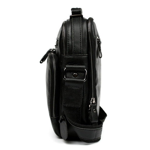 Шкіряна чоловіча сумка через плече та з ручкою Bexhill bx1063A чорна