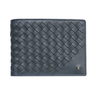 Leather wallet Timone intrecciato 12013 navy blue
