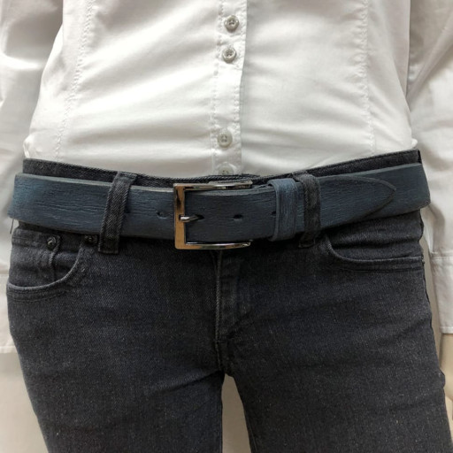 Шкіряний ремень 1074 blu синій TONY PEROTTI