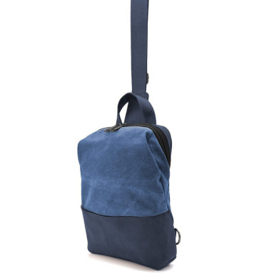 Shoulder sling, chest bag made of leather and canvas TARWA RKk-1905-3md