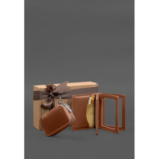Набір шкіряних аксесуарів AUTO 2.0 Світло-коричневий
