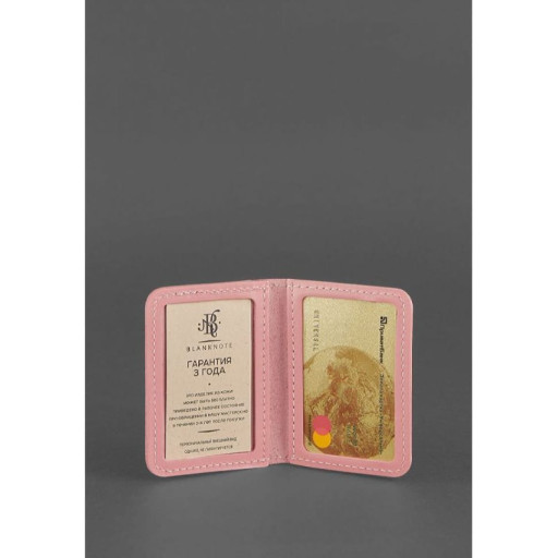 Жіноча шкіряна обкладинка для ID-паспорта та водійських прав 4.0 Рожева