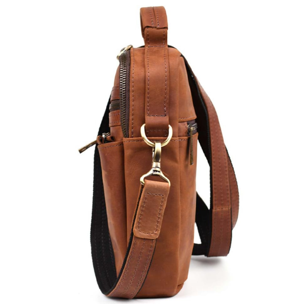 Shoulder bag with vertical handle TARWA RB-0120-4lx cognac crazy horse
