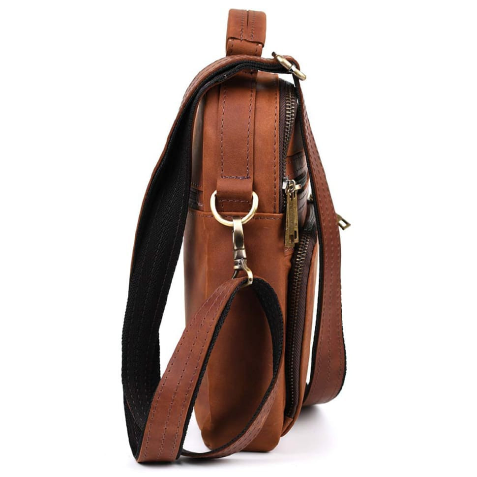 Shoulder bag with vertical handle TARWA RB-0120-4lx cognac crazy horse