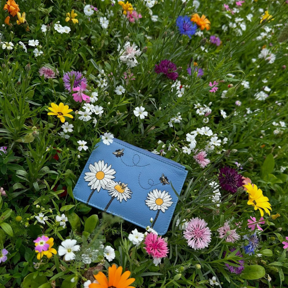 Жіночий шкіряний гаманець Yoshi Y1321 Bee Happy (Blue)