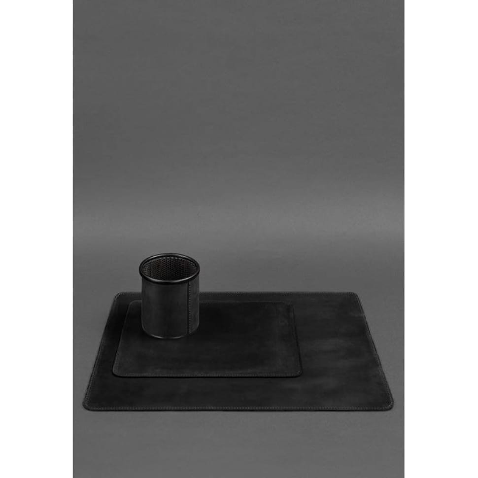 Desk set made of genuine leather 1.0 black Crazy Horse