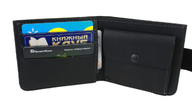 Кошелек кожаный маленький gm4(9) черный