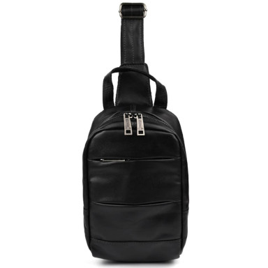 Leather sling backpack with pockets TARWA GA-6010-3md black Nappa