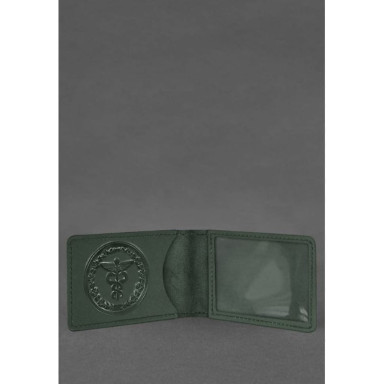 Leather cover for the certificate of the State Tax Service green Crazy Horse