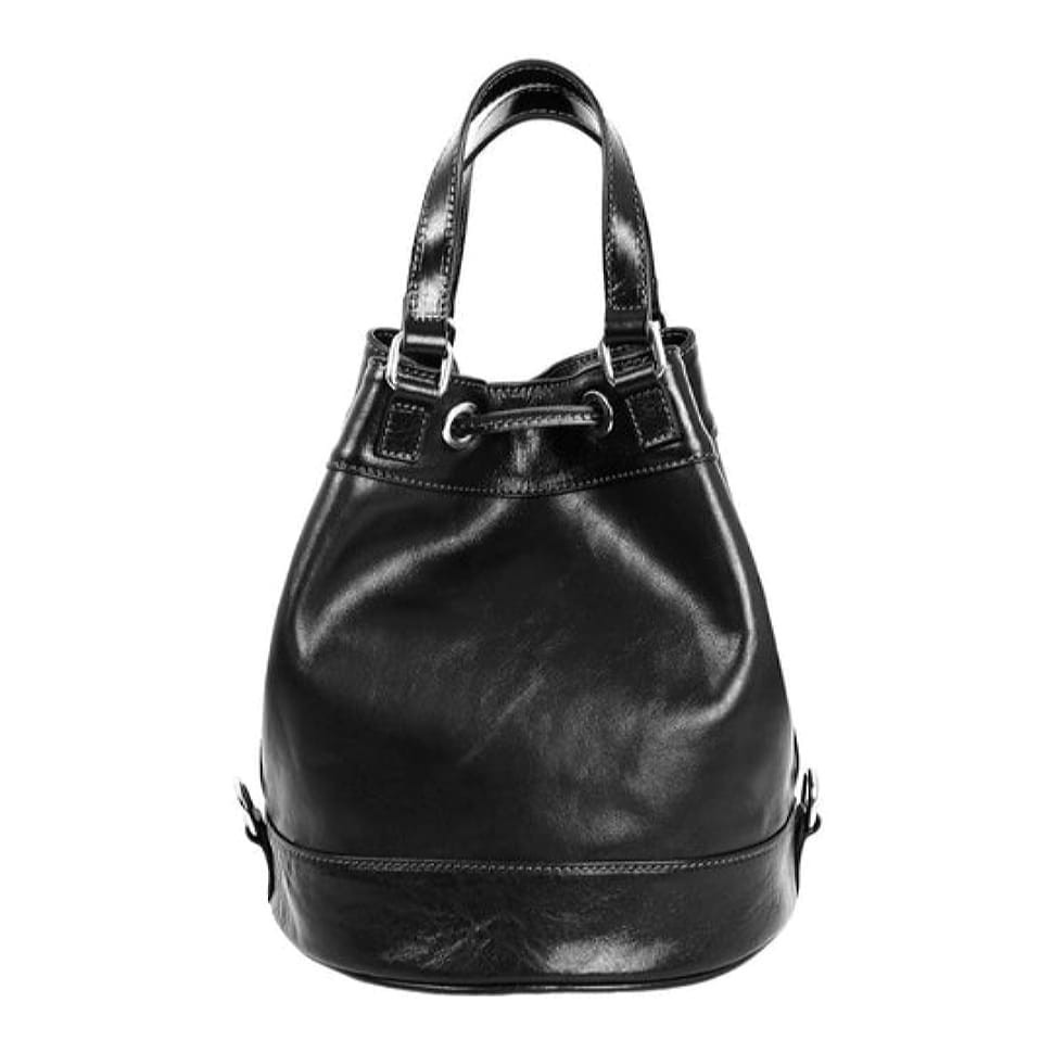 Шкіряна сумка-відро для жінок - Light In August - Чорний колір - Time Resistance 5231401