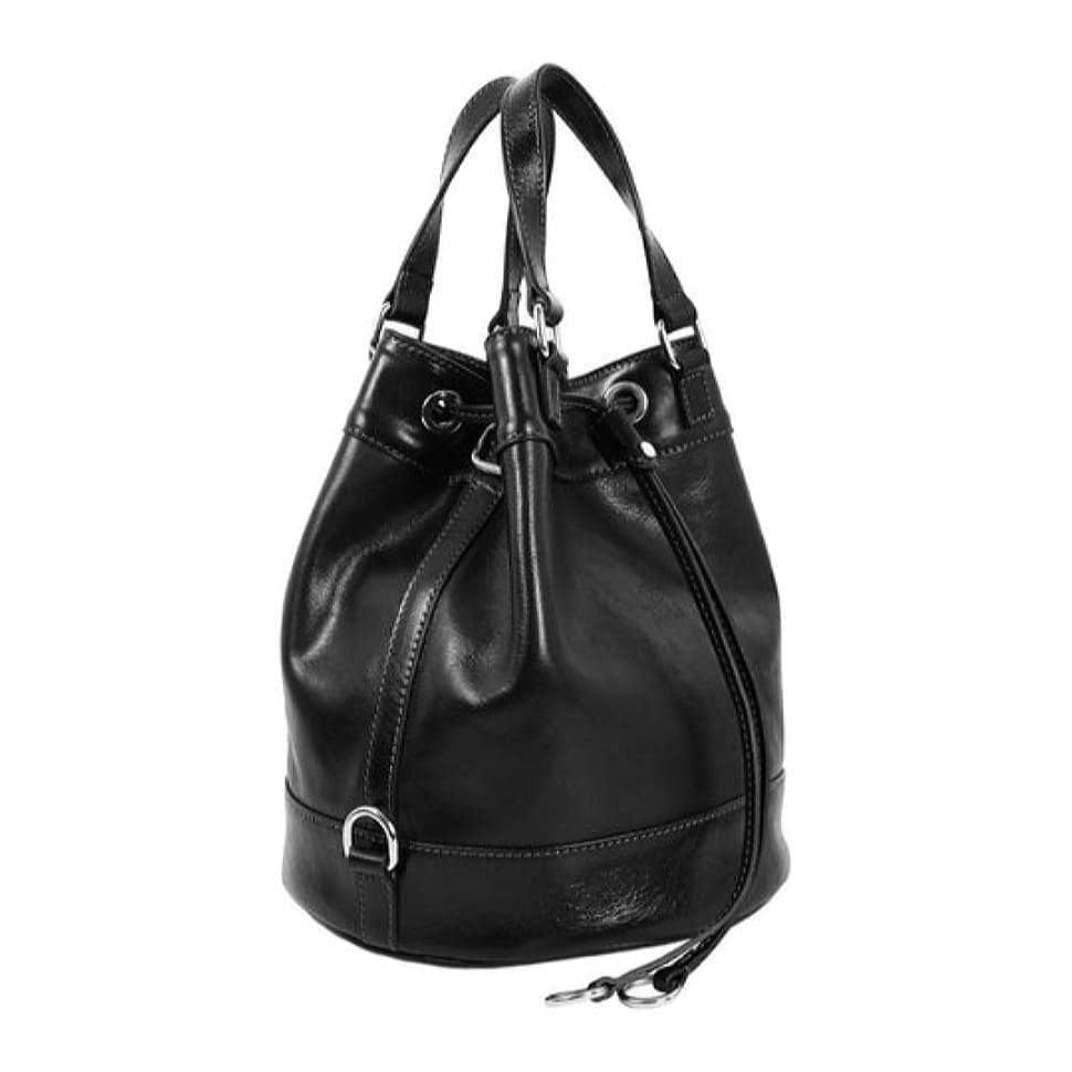Шкіряна сумка-відро для жінок - Light In August - Чорний колір - Time Resistance 5231401