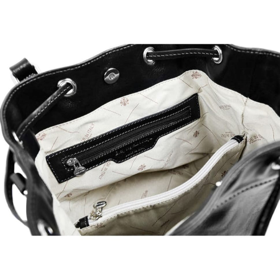 Шкіряна сумка-відро для жінок - Light In August - Чорний колір - Time Resistance 5231401