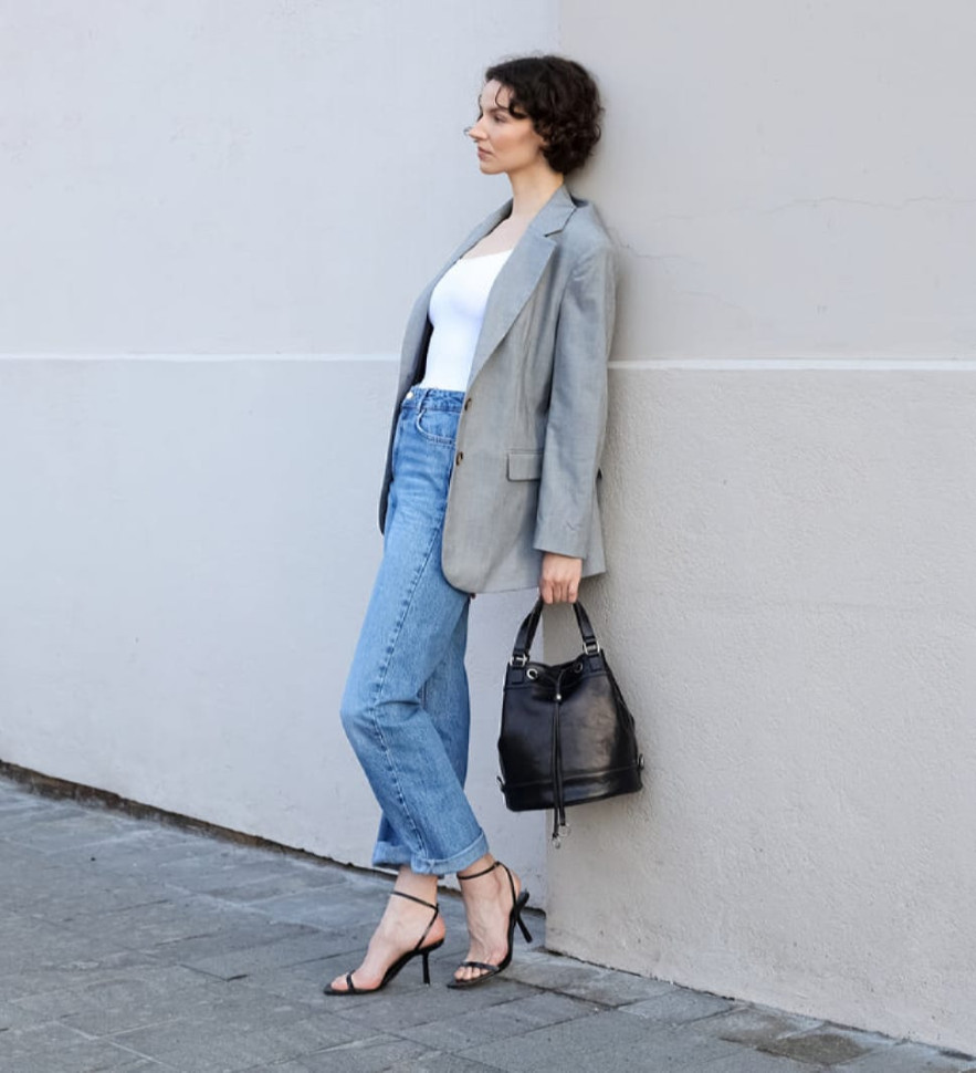 Шкіряна сумка-відро для жінок - Light In August - Чорний колір - Time Resistance 5231401