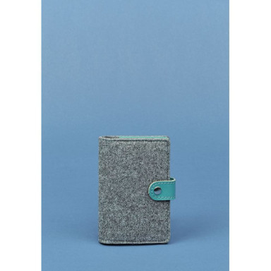 Felt female passport cover 3.0 with leather turquoise inserts
