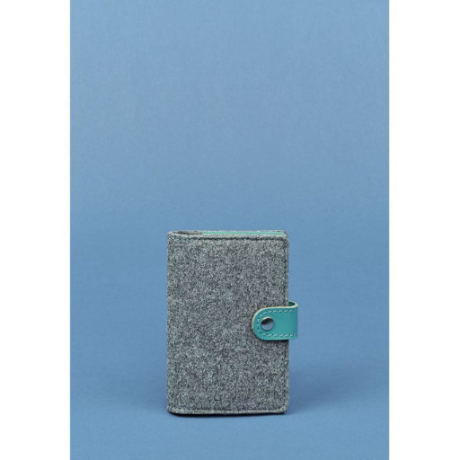 Фетровий жіноча обкладинка для паспорта 3.0 з шкіряними бірюзовими вставками