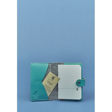 Felt female passport cover 3.0 with leather turquoise inserts