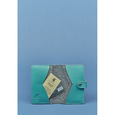 Felt female passport cover 3.0 with leather turquoise inserts