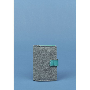 Felt female passport cover 3.0 with leather turquoise inserts