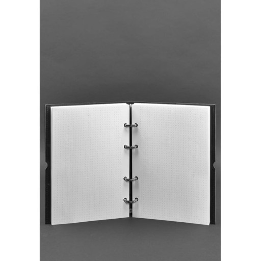 Шкіряний блокнот на кільцях (софт-бук) 9.0 в м'якої чорної обкладинці