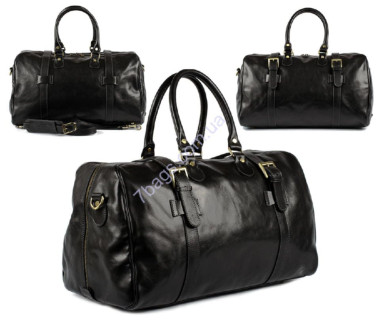 Stylish leather bag, black, Firenze