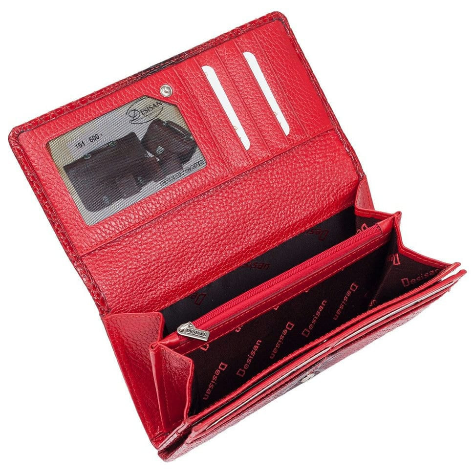 Гаманець жіночий шкіряний Desisan 151-500 червоний візерунок