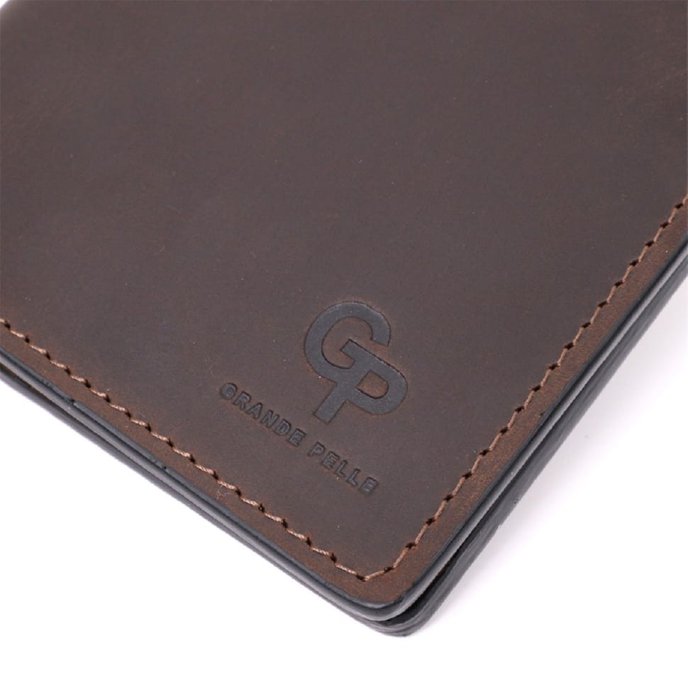 Качественное кожаное портмоне с держателем для Apple AirTag GRANDE PELLE 11624 Коричневый