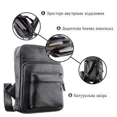 Backpack Shvigel 11185 genuine leather Black