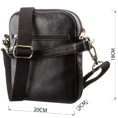 Men's leather bag with two detachable handles SHVIGEL 19110 Black
