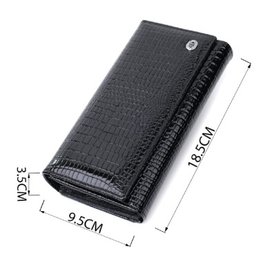 Лакированный кожаный кошелек с блоком для кредитных карт ST Leather 22683 Черный
