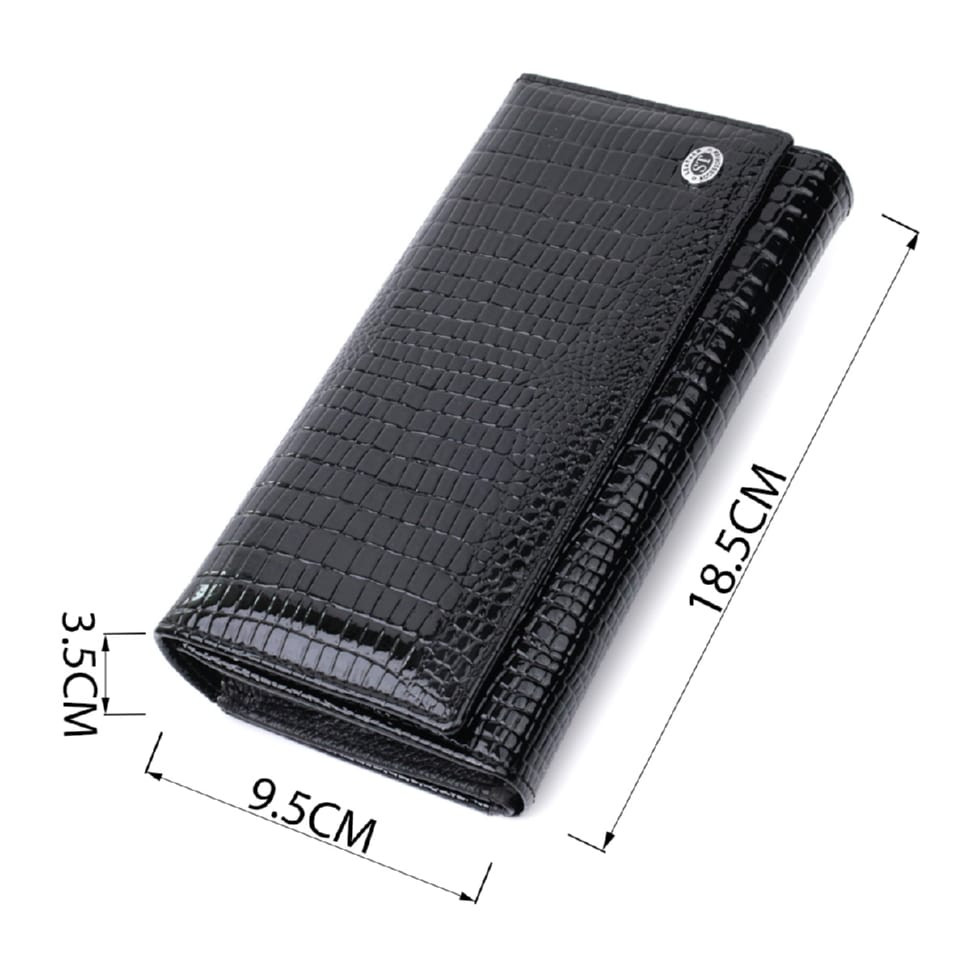 Лакированный кожаный кошелек с блоком для кредитных карт ST Leather 22683 Черный