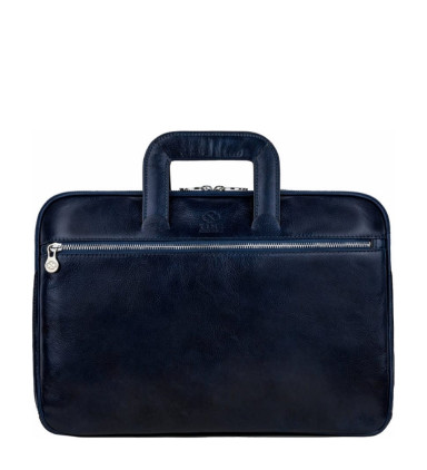 Leather Briefcase Laptop Bag - Brave New World - Blue color - Time Resistance 5229901