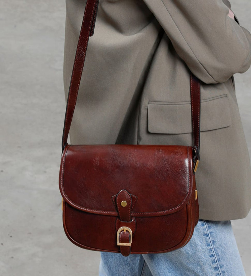 Жіноча шкіряна сумка-сідло - Women In Love - Коричневий колір - Time Resistance 5244701