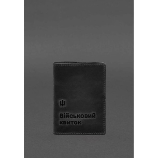 Шкіряна обкладинка для військового квитка 7.3 чорний Crazy Horse