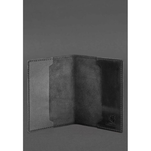 Шкіряна обкладинка для військового квитка 7.3 чорний Crazy Horse