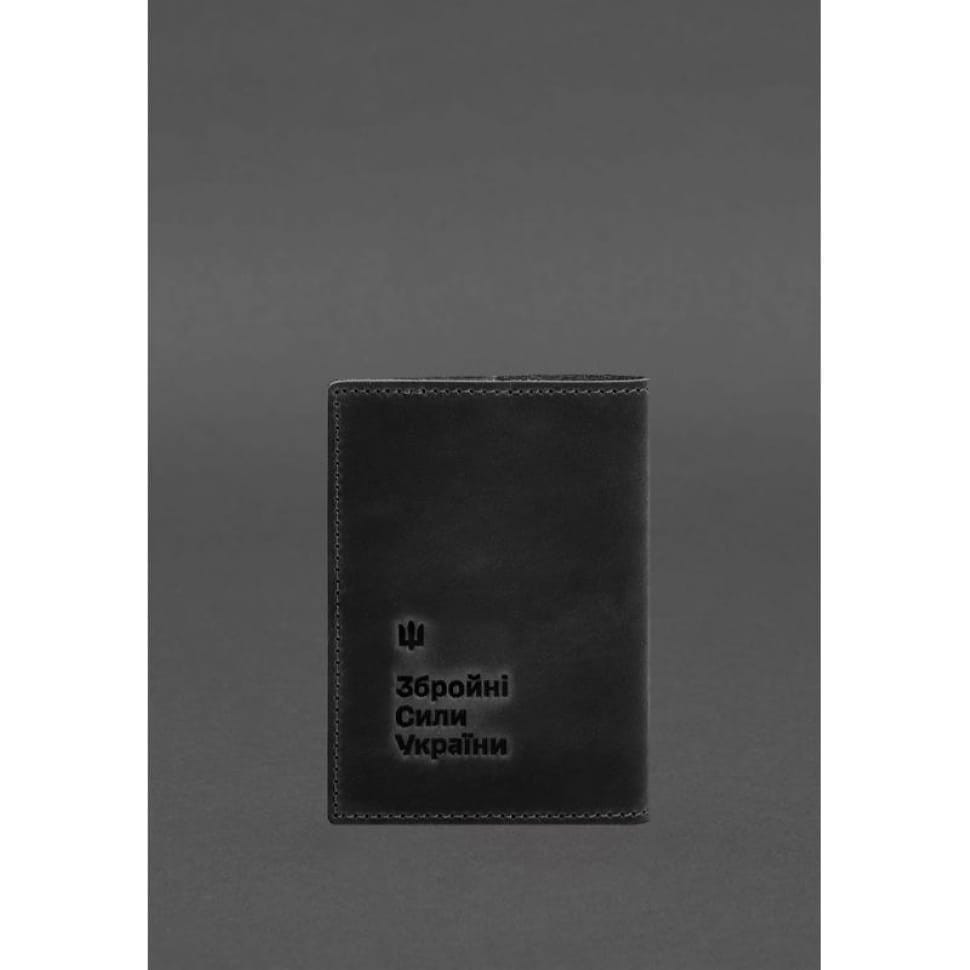 Шкіряна обкладинка для військового квитка 7.3 чорний Crazy Horse