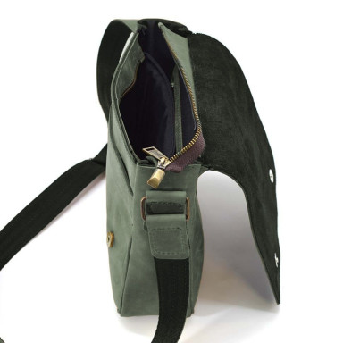 Mens leather shoulder bag RE-0002-3md TARWA green