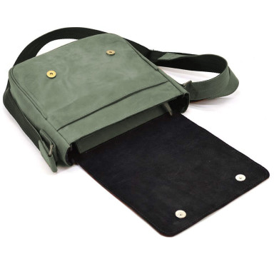 Mens leather shoulder bag RE-0002-3md TARWA green