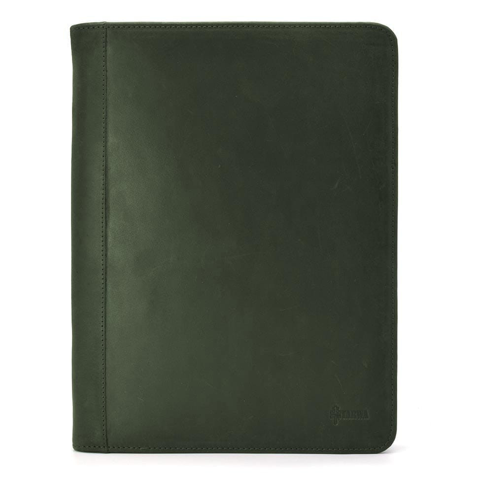 Leather folder for business documents A4+, organizer TARWA RE-1294-4lx green