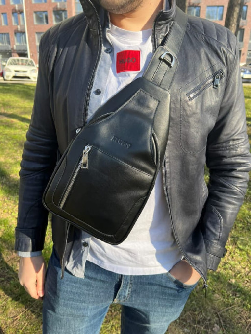 Чоловічий шкіряний слінг із трьома відділеннями Newery N9016GA